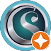 Circular teal and silver badge with a glossy finish, overlaid by a small orange star in the bottom-right corner (featured/award icon).